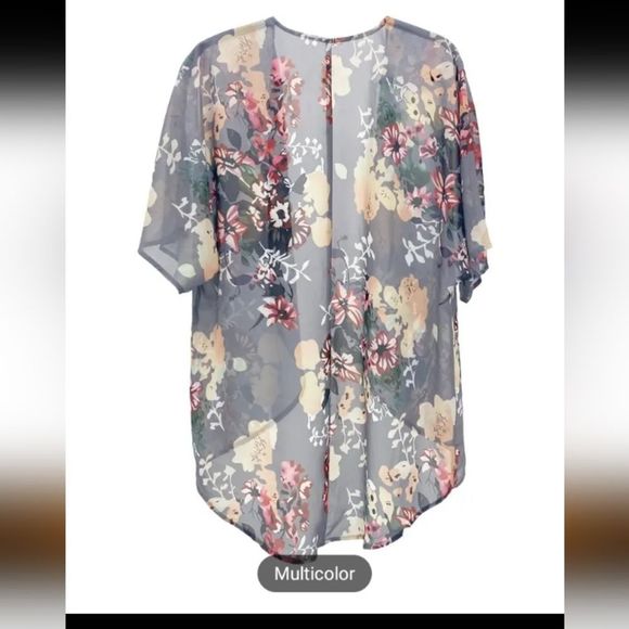 Flower Shrug, loose style blouse. Open Front Loose. Multi uses. Versatile. NWT. - Picture 7 of 8